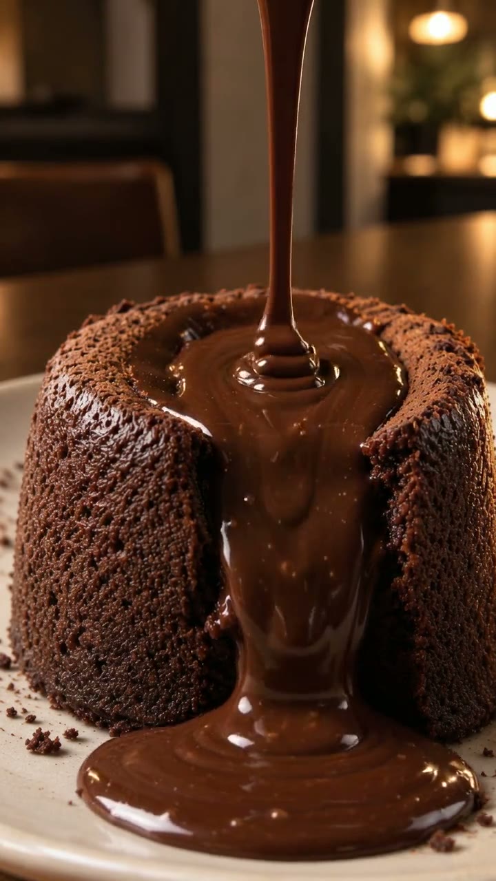 Calda de chocolate sobre um bolo